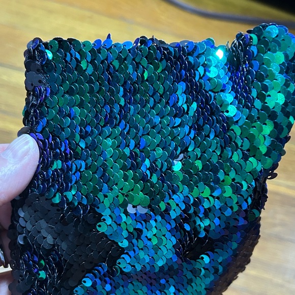 Mermaid Green and Black Sequin Ankle Booties - Picture 4 of 10